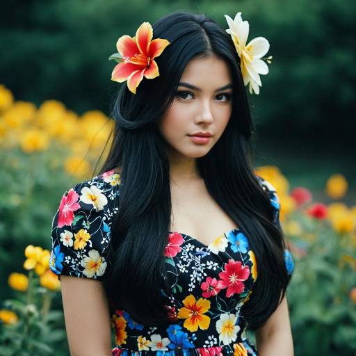 Realistic Akaza Costume Portrait with Flowers