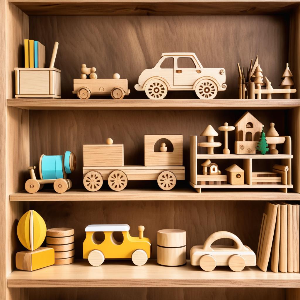 Rustic Crafted Wooden Toy Display