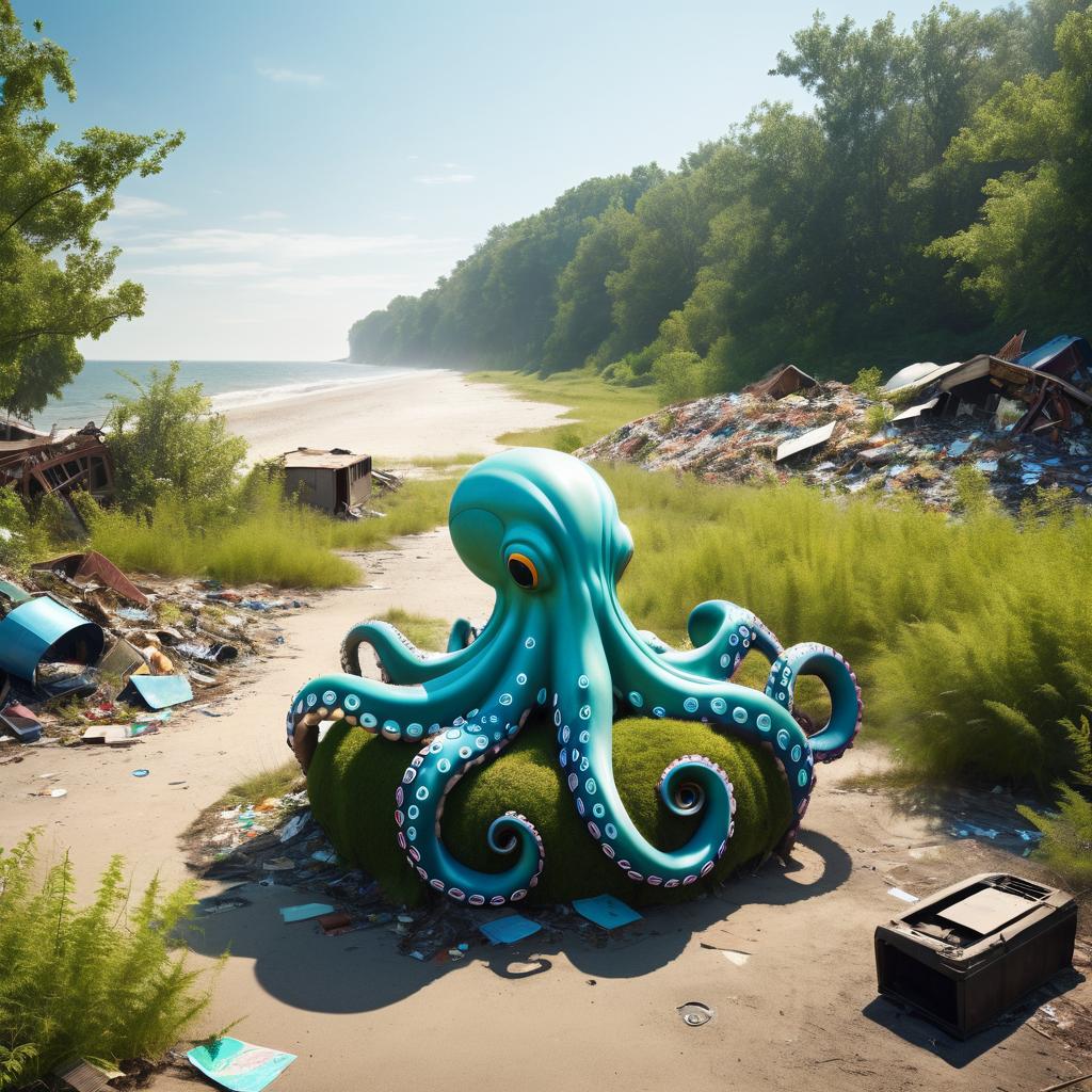 Surrealism: Octopus on an Abandoned Beach