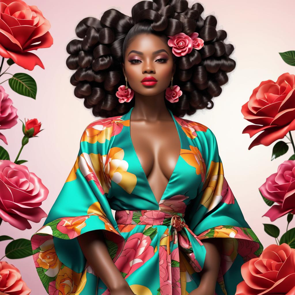 Blooming Curls: A Model's Floral Elegance