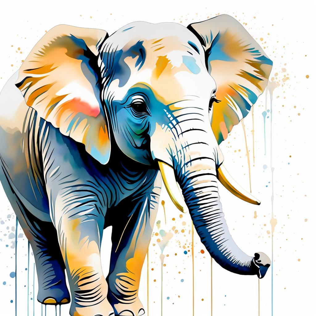 Charming Young Elephant Painting of Kindness