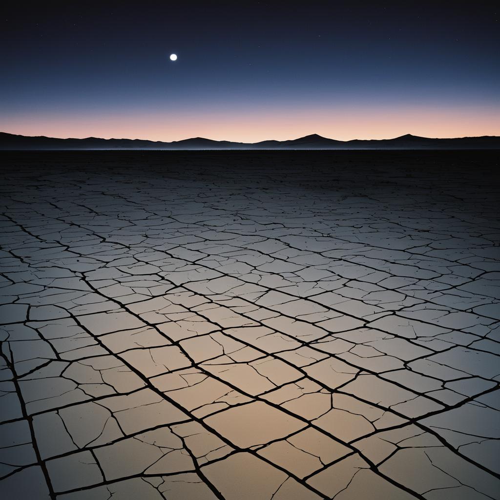 Ethereal Twilight Over Cracked Earth Flats