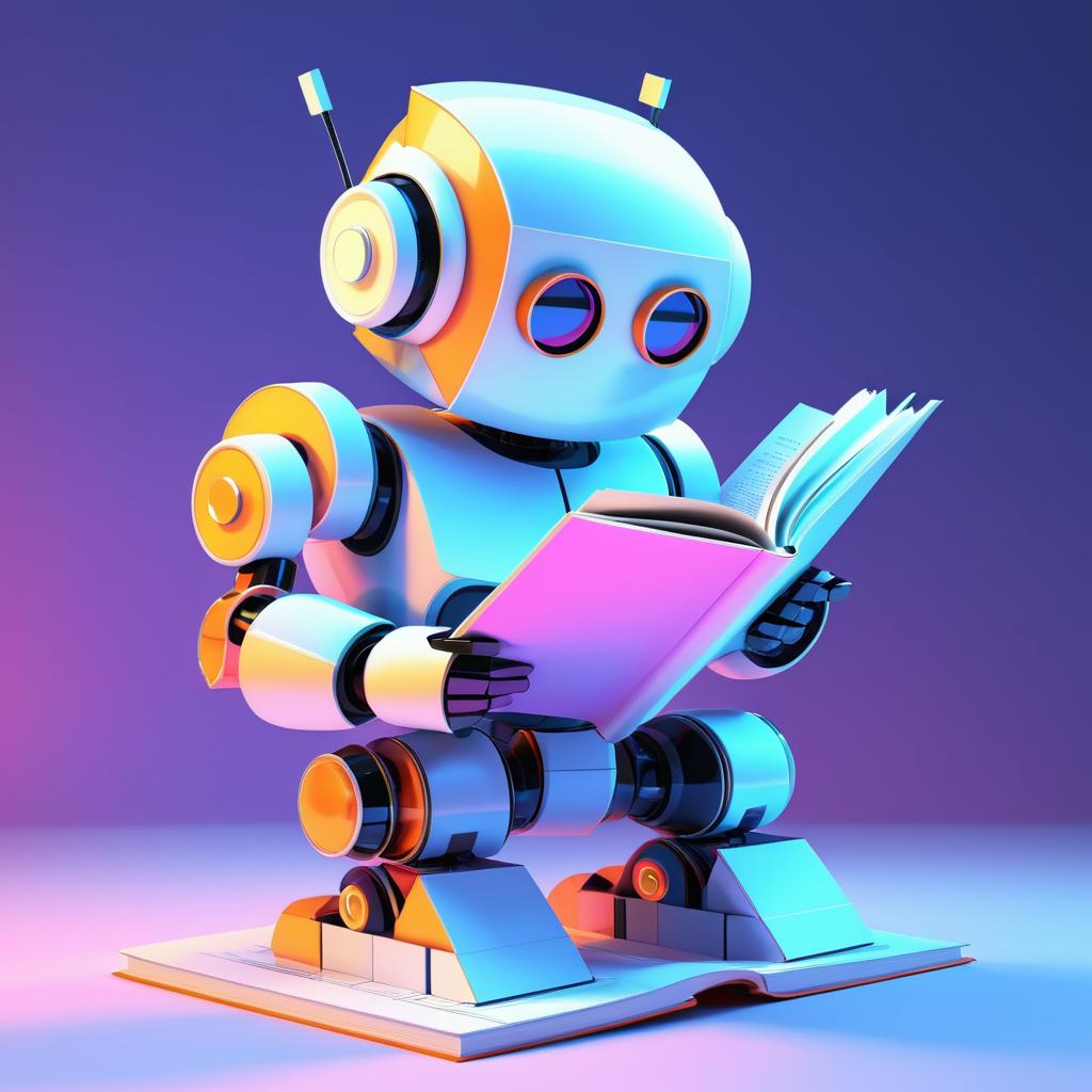 Retro Futuristic Toy Robot Reading