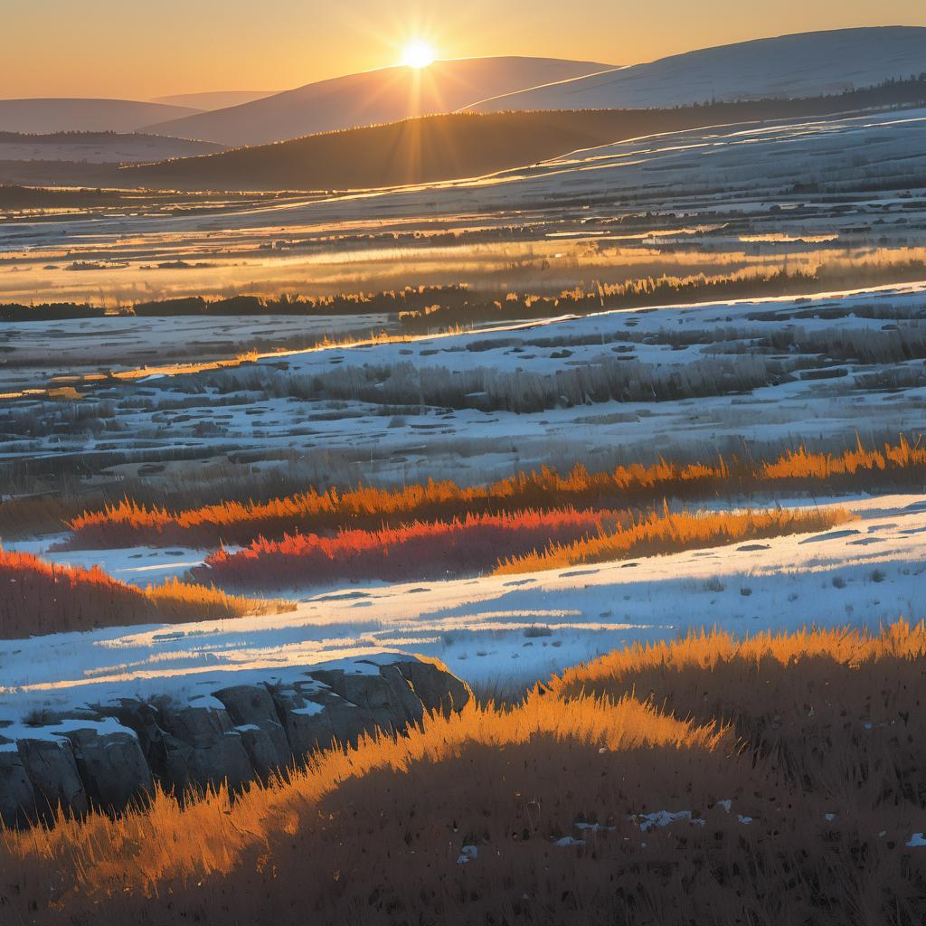 Vibrant Frosted Moor Landscape Scene