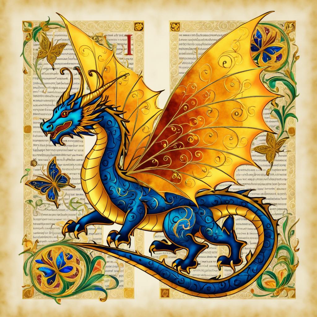 Whimsical Dragon-Butterfly Fusion Art