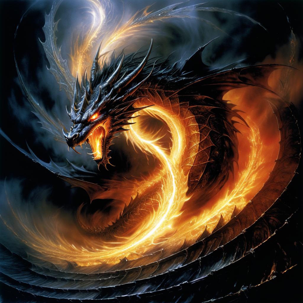 Fierce Dragon Conjuring Energy Vortex