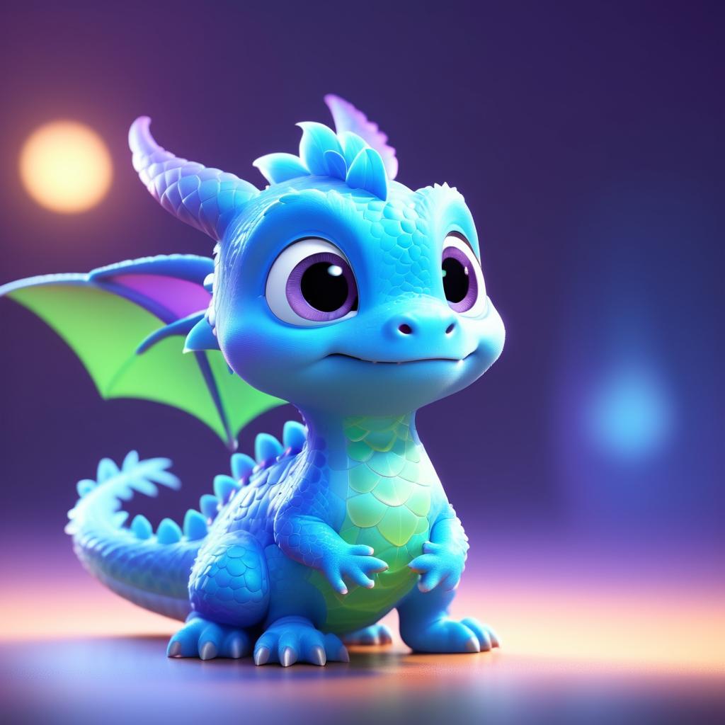 Cute Tiny Dragon in Pixar Style