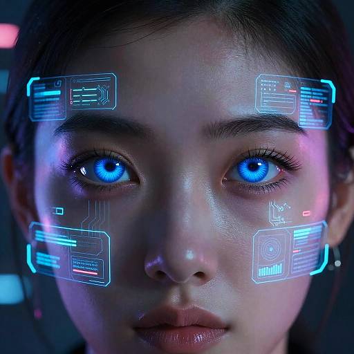 Cyberpunk Blue Eyes with Circuitry