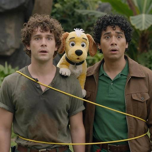Surprised Duo in Jungle Costumes