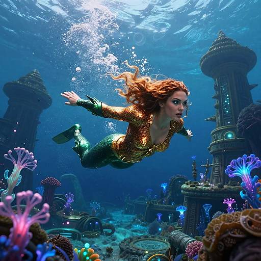 Aquaman Actress in Vibrant Underwater City