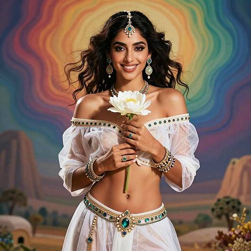 Realistic Arabian Full-Body Flower Portrait