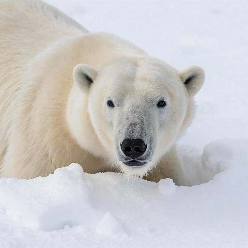 Curious Polar Bear in Snowbank