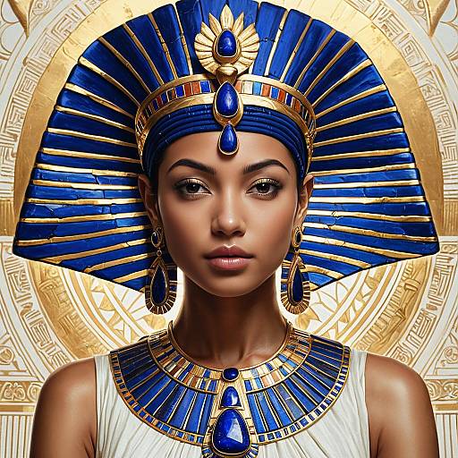 Regal Egyptian Queen with Lapis Lazuli Headdress