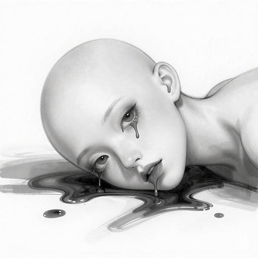 Monochrome Faceless Figure with Dripping Shadows