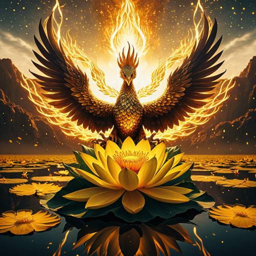 Ethereal Phoenix on Golden Lotus