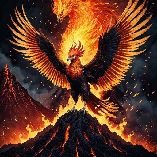 Fiery Phoenix on Volcanic Eruption
