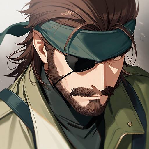 Illustration of Big boss, metal gear (series) in the style of Shigure ui