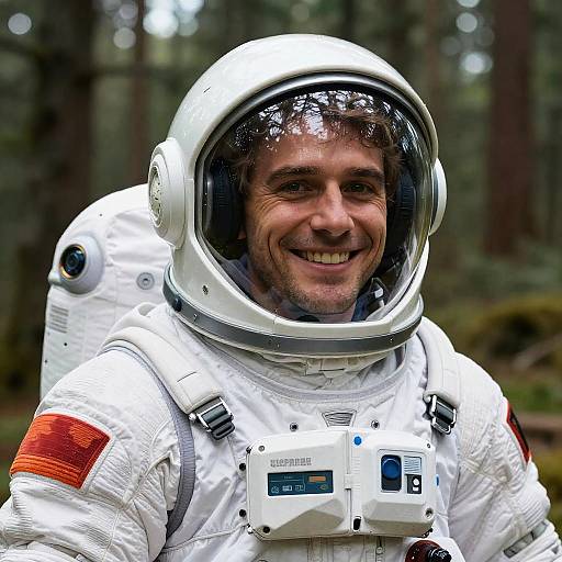 Happy Space Explorer Portrait in Forest