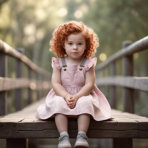 Toddler Girl Sitting on Wooden Bridge