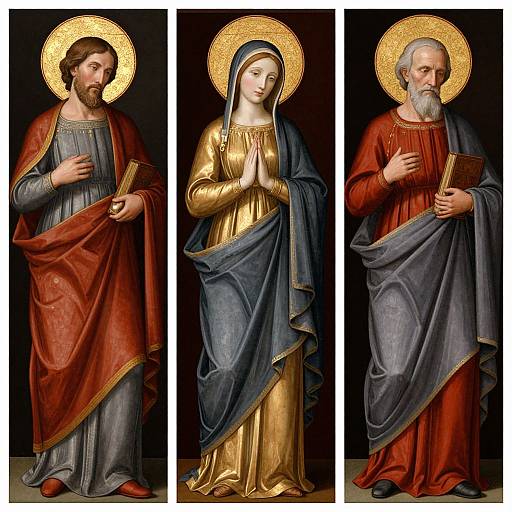 Triptych of Three Saints with Halos