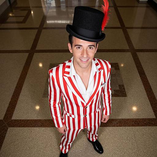 Confident Man in Striped Outfit