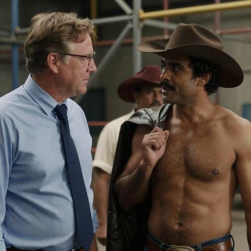 Industrial Scene with Two Unique Characters