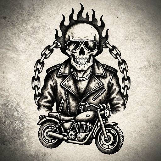Vintage Biker Tattoo Flash Illustration