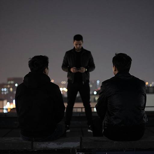 Mysterious Men on Rooftop at Night