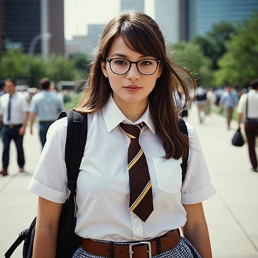 Realistic Nerd Costume Woman Outdoors