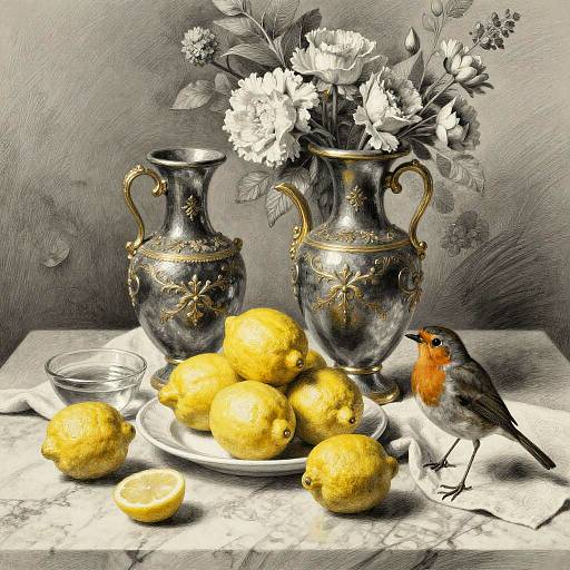Graphite Sketch Still Life with Robin