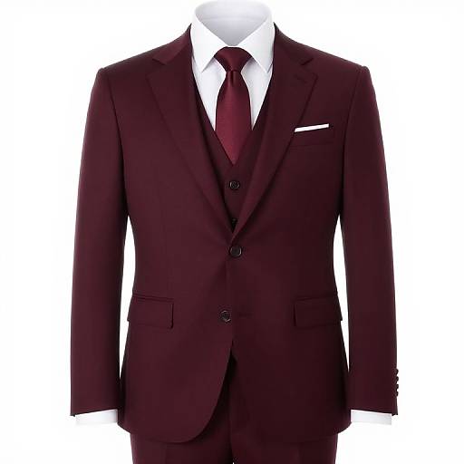 Burgundy Men's Formal Three-Piece Suit
