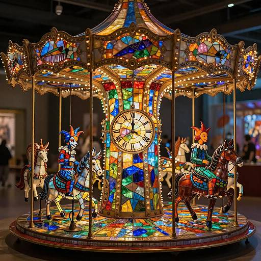 Stained-Glass Carousel of Clockwork Menagerie