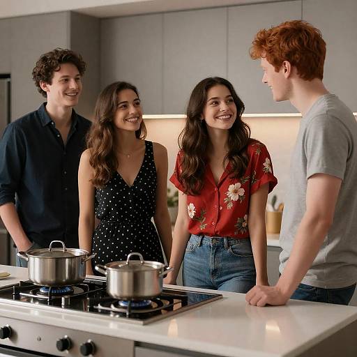 Cozy Kitchen Gathering of Four Friends