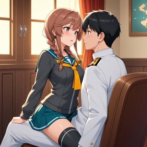 Intimate Anime Admiral in Dramatic Setting