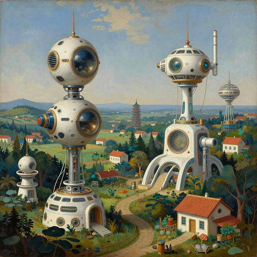 Surreal Outpainting of Futuristic Landscape