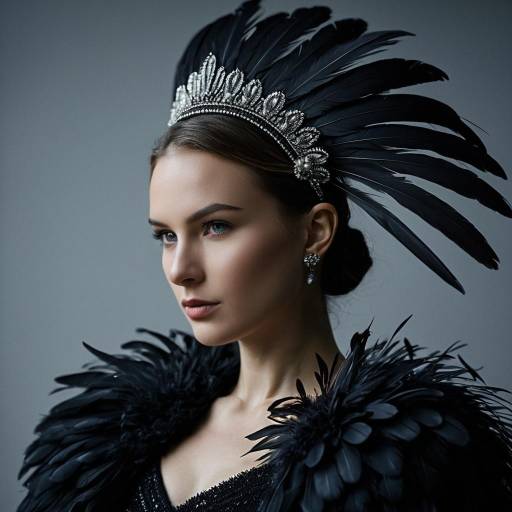 Elegant Woman in Feathered Headpiece Elegant Woman in Feathered Headpiece