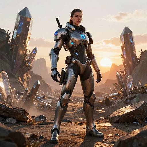 Futuristic Warrior Vanny on Alien Battlefield