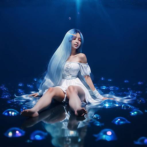 Ethereal Ocean Girl with Bioluminescence