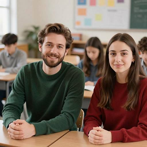 Casual Classroom Moment with Couple