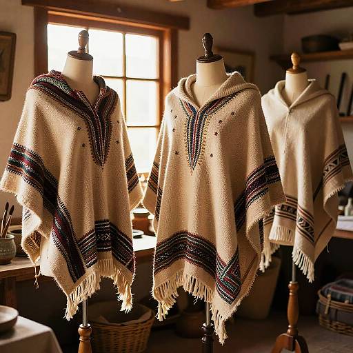 Handwoven Ponchos in Rustic Workshop