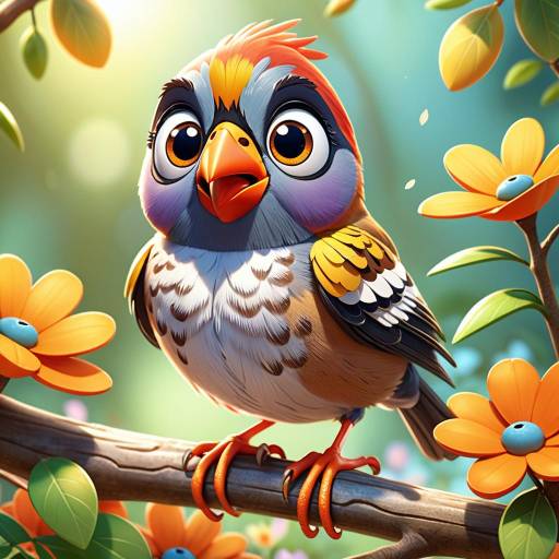 Charming 3D Animated Finch in Garden