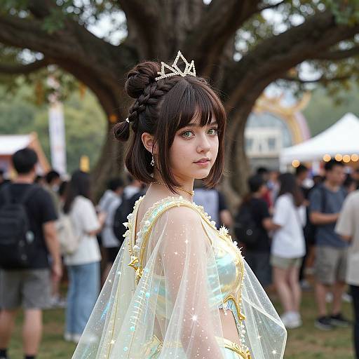 Magical Festival Girl Under Enchanted Tree