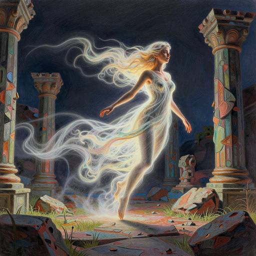 Ethereal 3D Pencil Drawing of Wisp