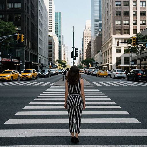 Contemplative Woman at Urban Crossroads