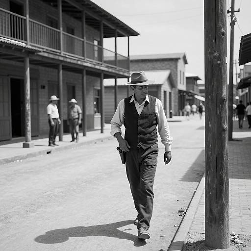 Western Street Scene in Black and White