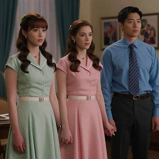 Vintage Cinema Scene with Stylish Trio