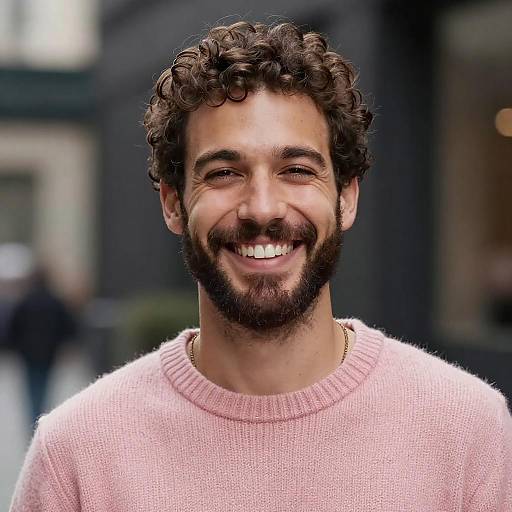 Cheerful Bearded Man in Cozy Sweater