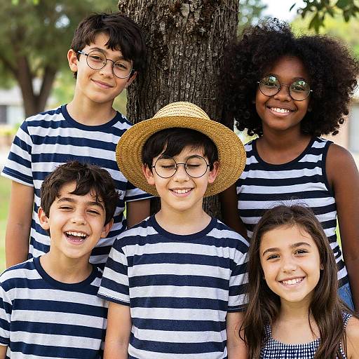 Outdoor Group Portrait of Smiling Kids
