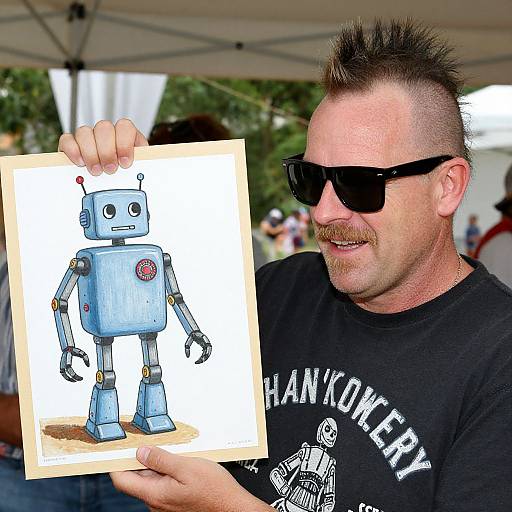 Huckleberry Finn with Mohawk Auctioning Robot Art
