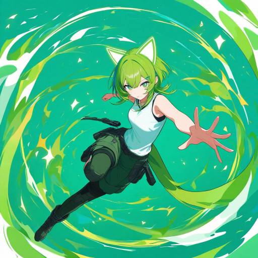 Dynamic Anime Character with Wolf-Cut Style